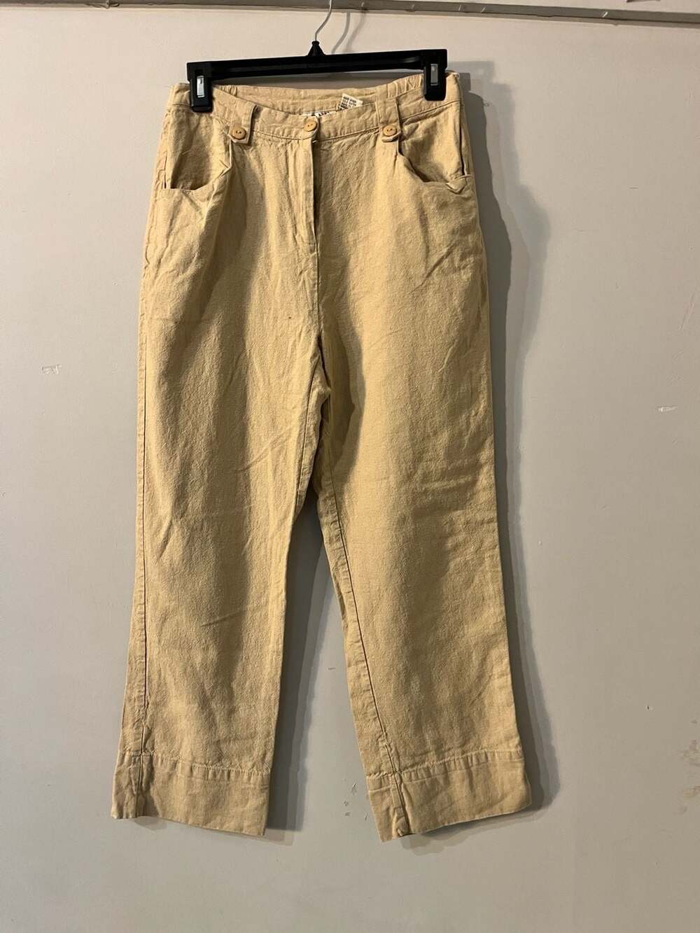 Vintage Tan Linen Blend Cropped Pants 010-053